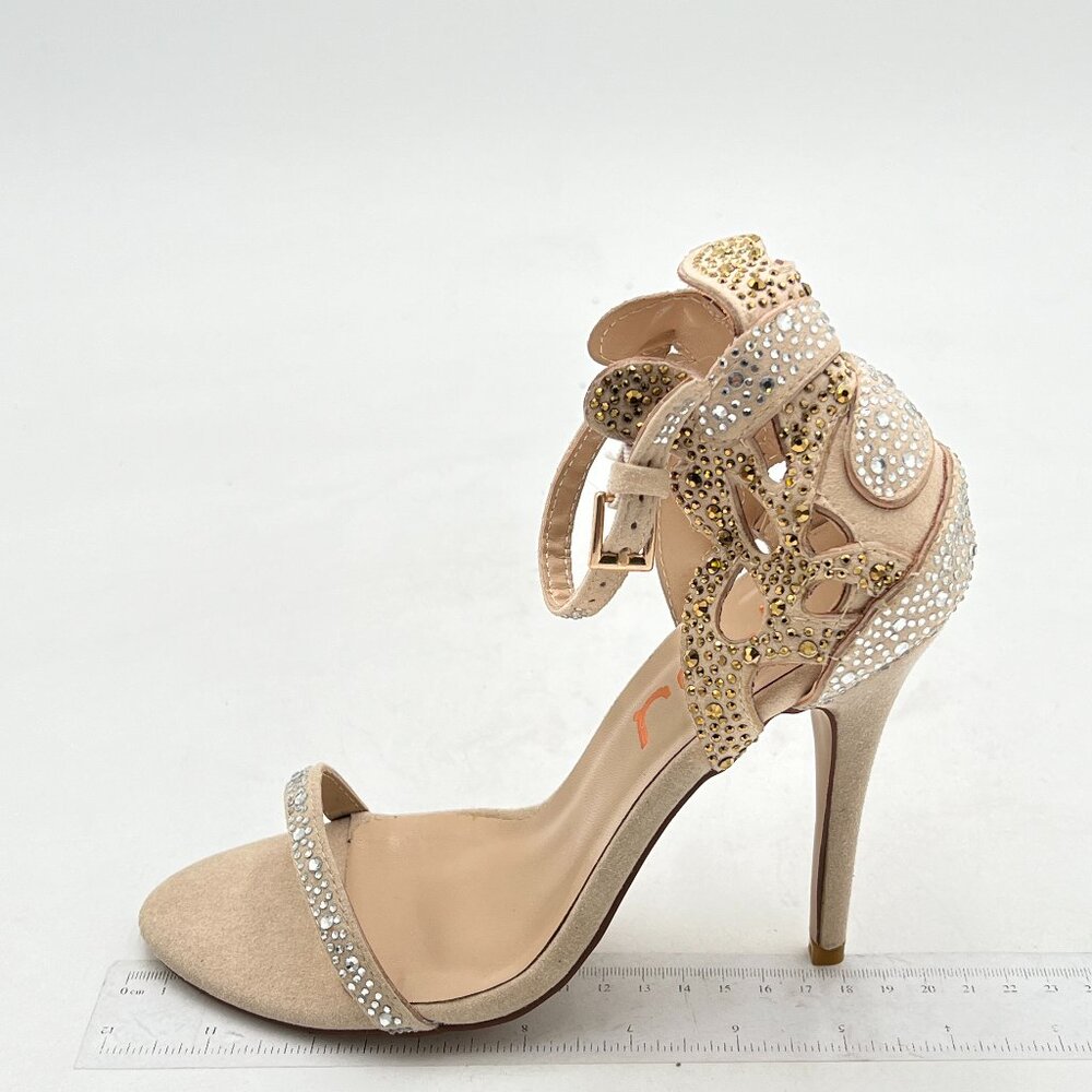 FSJ Women Sexy Strap Stiletto High Heel Sandals Sparkly Rhinestone Strappy Open